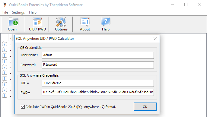 SQL Anywhere UID & PWD Calculator