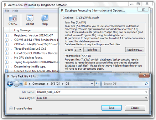 Saving Access 2007 Password Task file