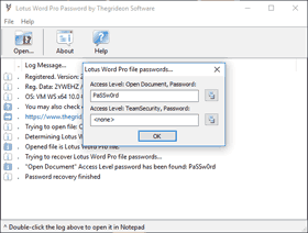 Lotus Word Pro Password Recovery Dialog