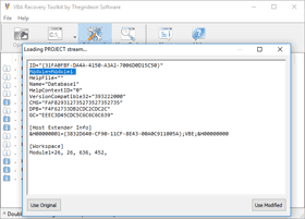 VBA Recovery Toolkit Advanced mode